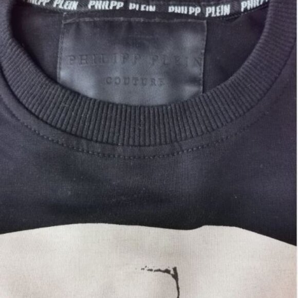 Men's  M NWOT Black Philipp Plein Sweatshirt - Skull with crystals and studs - Picture 2 of 11